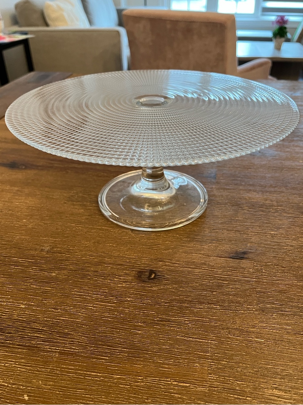 Cake Stand Pedestal Glass Textured Round Like New Gift Decor Home
